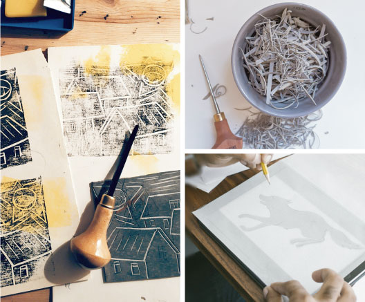ateier de linogravure - détails de la pratique